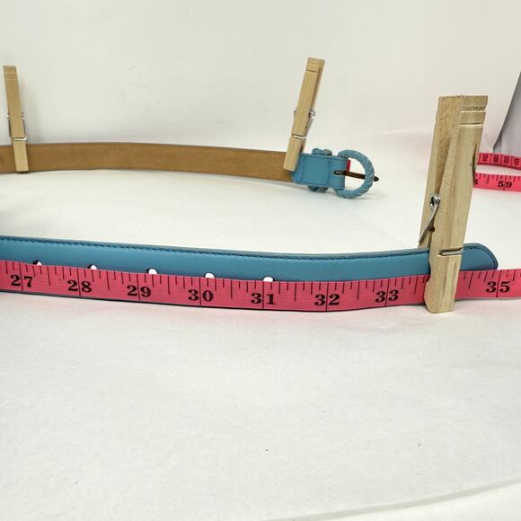 Talbots Made in Italy Blue Leather Belt Braided Buckle Size Small NWOT - Picture 4 of 9